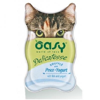 Oasy Gatto DELICATESSE Soufflé Con Pesce E Yogurt Vaschetta 85 Gr