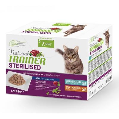 Trainer Gatto Natural Adulto Sterilizzato Tacchino & Merluzzo Multipack Bustine