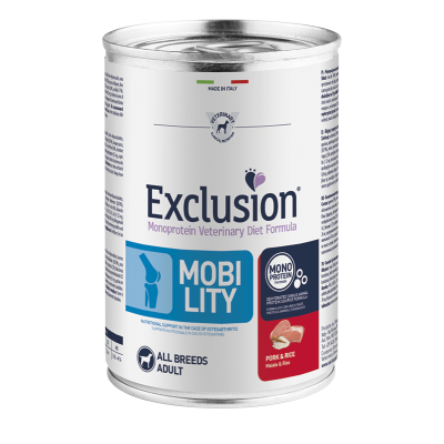 Exclusion Cane Monoprotein Veterinary Diet Mobility Adulto All Breeds Maiale&Riso Lattina 400gr