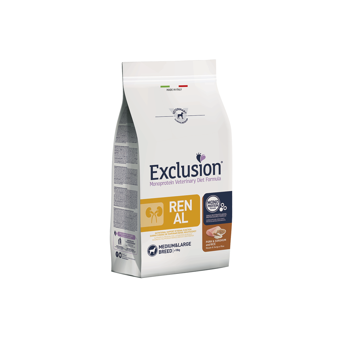 Exclusion Cane Monoprotein Veterinary Diet Renal Adulto Medium&Large  Maiale, Sorgo&Riso
