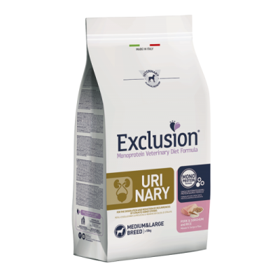 Exclusion Cane Monoprotein Veterinary Diet Urinary Adulto Medium&Large Maiale, Sorgo&Riso