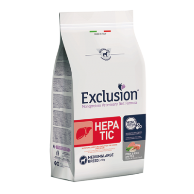 Exclusion Cane Monoprotein Veterinary Diet Hepatic Adulto Medium&Large Maiale, Sorgo&Piselli