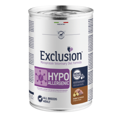 Exclusion Cane Monoprotein Veterinary Diet Hypoallergenic Adulto All Breeds Coniglio&Patate Lattina