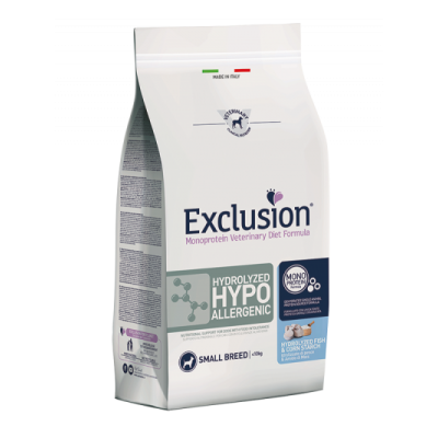 Exclusion Cane Monoprotein Veterinary Diet Hydrolized Hypoallergenic Adulto Small Pesce&Amido Di Mais 2Kg