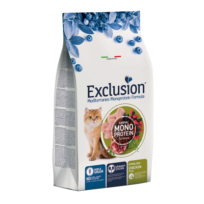 Exclusion Gatto Mediterraneo Monoprotein Adulto Sterilizzato Pollo