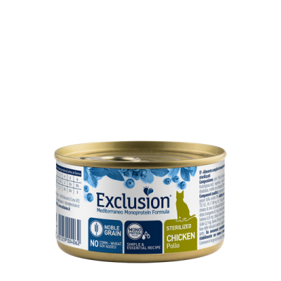 Exclusion Gatto Mediterraneo Monoprotein Adulto Sterilizzato Pollo Lattina 85gr