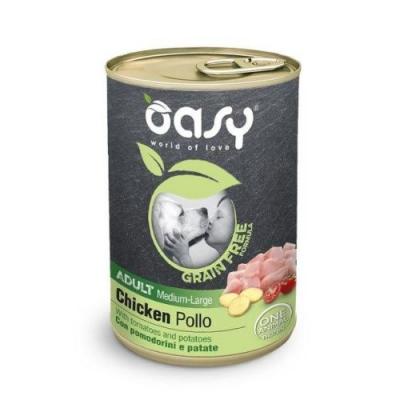 Oasy Cane Adulto Grain Free Medium & Large Tocchetti di Pollo, Pomodorini & Patate 400g