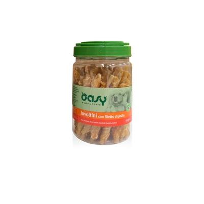 Oasy Cane Snack Barattolo Involtini con Filetto di Pollo 350g