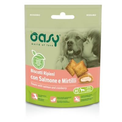 Oasy Cane Adulto Snack Biscotti Ripieni Salmone & Mirtilli 80g