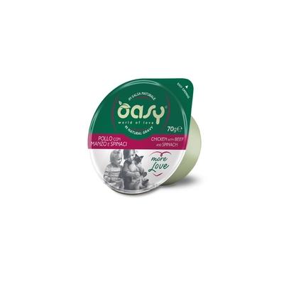 Oasy Gatto MORE LOVE IN CUP Adulto Pollo, Manzo & Spinaci 70 Gr