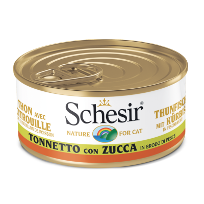 Schesir Gatto LATTINA In BRODO di Pesce Adulto Tonnetto & Zucca 70gr