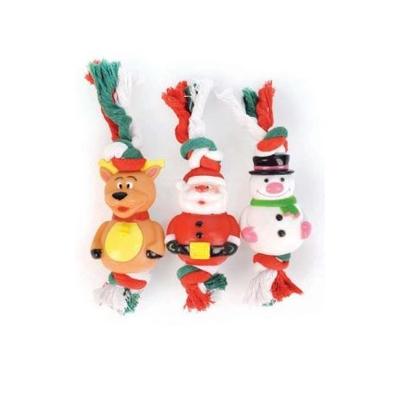 Leo Pet Xmas Cane Gioco Nodo In Cotone Con Pupazzi Natalizi In Vinile 25x8x7 Cm