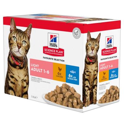 Hill's Gatto Adulto Light Multigusto (Pollo + Salmone) cf. (12x85) gr