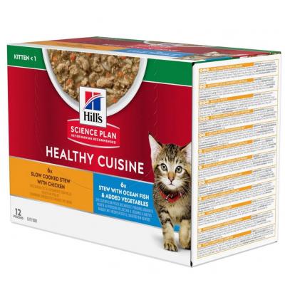 Hill's Feline Healthy Cusine Kitten Multipack Pollo & Pesce Oceanico Spezzatino cf. (12x80) gr