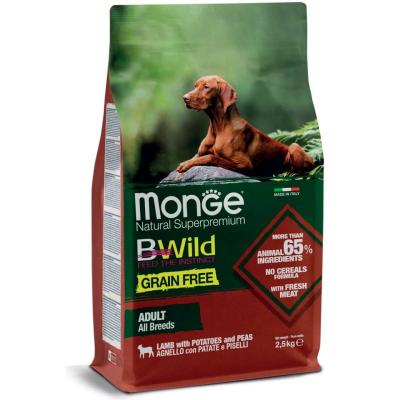 Monge Cane Bwild Grain Free Adulto All Breads Agnello, Patate & Piselli