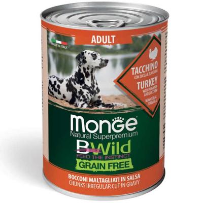 Monge Cane Bwild Grain Free Lattina Adulto Tacchino, Zucca & Zucchine 400 Gr