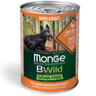 Monge Cane Bwild Grain Free Lattina Adulto Mini Anatra, Zucca & Zucchine 400 Gr