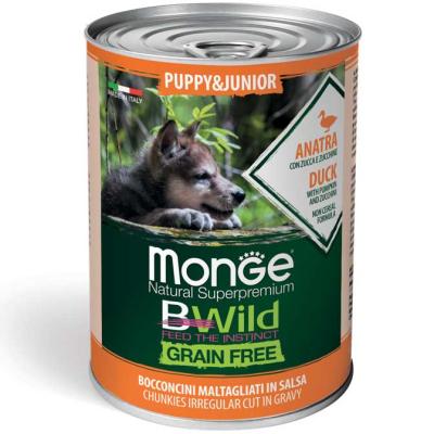 Monge Cane Bwild Grain Free Lattina Puppy & Junior Anatra, Zucca & Zucchine 400 Gr