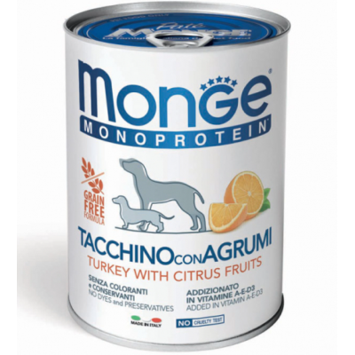 Monge Cane Monoprotein Adulto Solo Tacchino & Agrumi 400 Gr