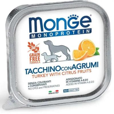 Monge Cane Monoprotein Adulto Tacchino & Agrumi 150 Gr