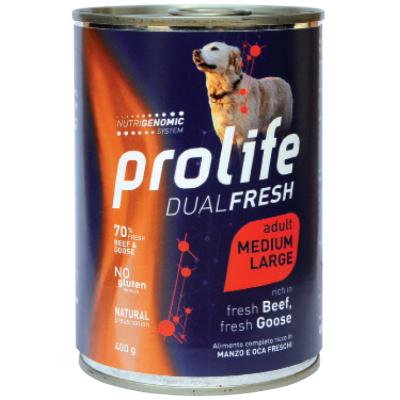 Prolife Cane Dual Fresh Adulto Medium & Large Manzo, Oca & Riso Lattina 400 Gr