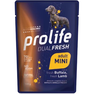 Prolife Cane Dual Fresh Adulto Mini Bufalo, Agnello & Riso Busta 100 Gr