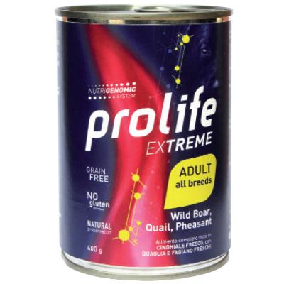 Prolife Cane Extreme Adulto All Breeds Cinghiale, Quaglia, Fagiano & Legumi Lattina 400 Gr