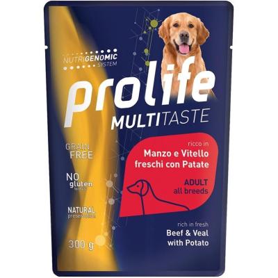 Prolife Cane Multitaste Adulto Manzo, Vitello & Patate Busta 300 Gr