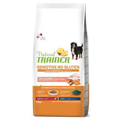 Natural trainer sensitive no gluten medium e maxi salmone 3kg