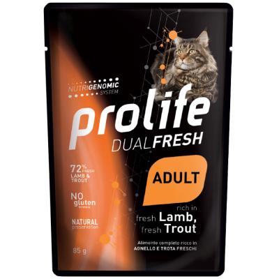 Prolife Gatto Dual Fresh Agnello e Trota Busta 85 Gr cibo