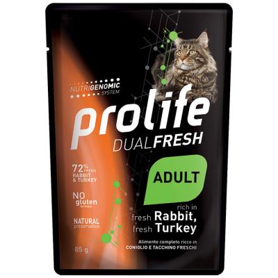 Prolife Gatto Dual Fresh Coniglio e Tacchino Busta 85 Gr alimento