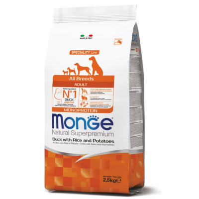 Monge Cane Natural Superpremium Adulto All Breeds Anatra, Riso & Patate 2,5kg