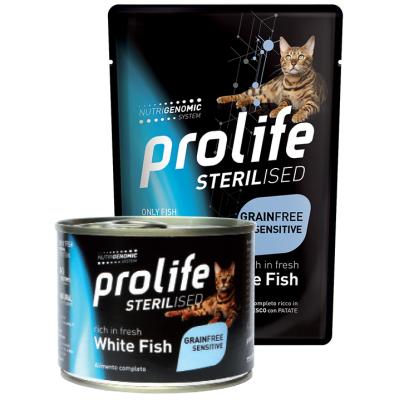 Prolife Gatto Sterilizzato Grain Free Sensitive Pesce Bianco Umido