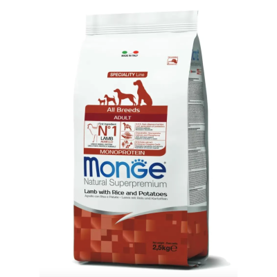 Monge Cane Natural Superpremium Adulto All Breeds Agnello, Riso & Patate 2,5kg