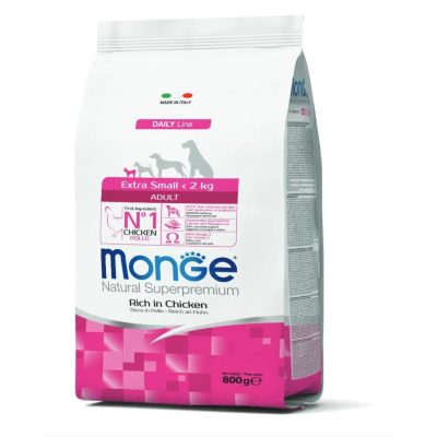 Monge Cane Natural Superpremium Adulto Extra Small Pollo 800gr