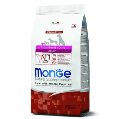 Monge Cane Natural Superpremium Adulto Extra Small Agnello, Riso & Patate